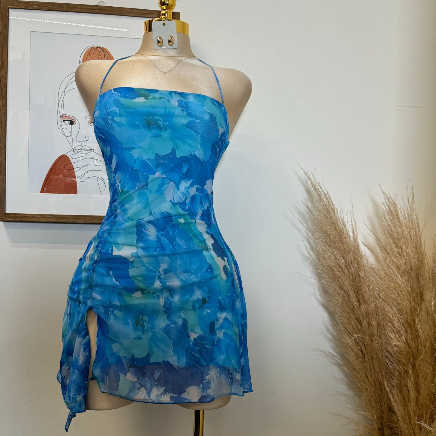 Ay Mama Mesh Dress-Blue