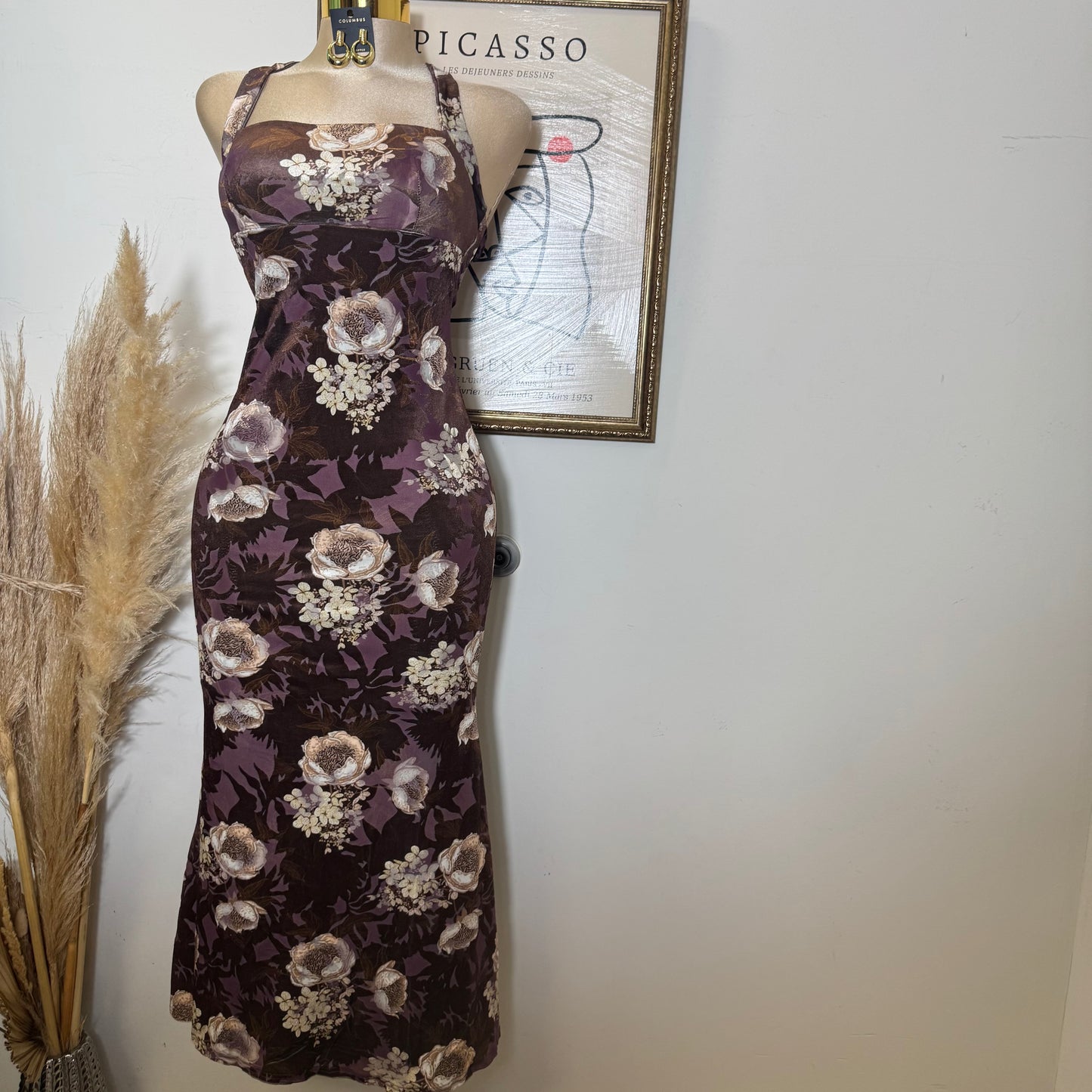 Lace Up back Midi Dress-Chocolate