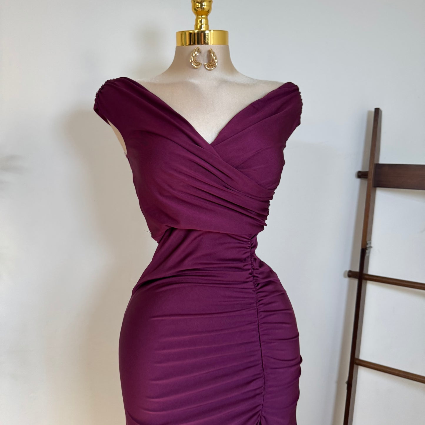 Off Shoulder Gala Dress-Purple