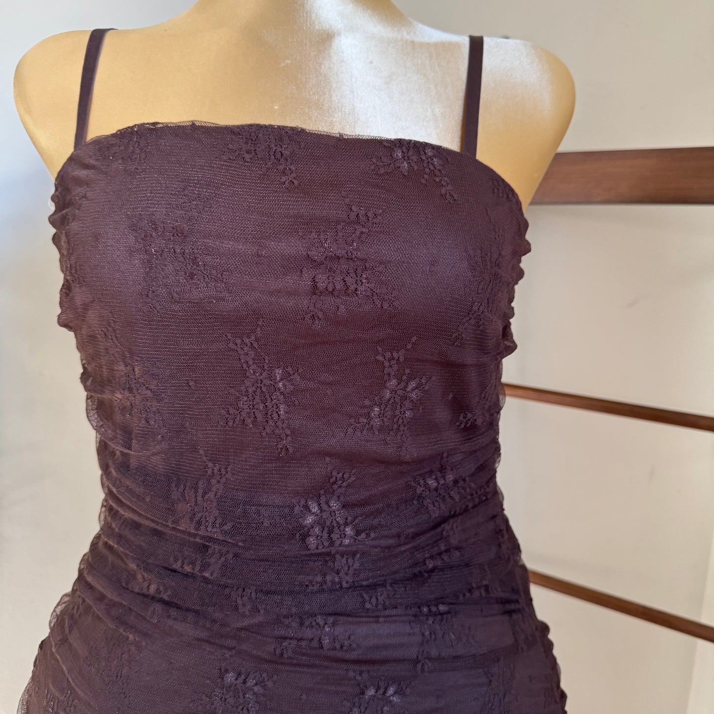 Lace Midi Dress Plus size-Brown