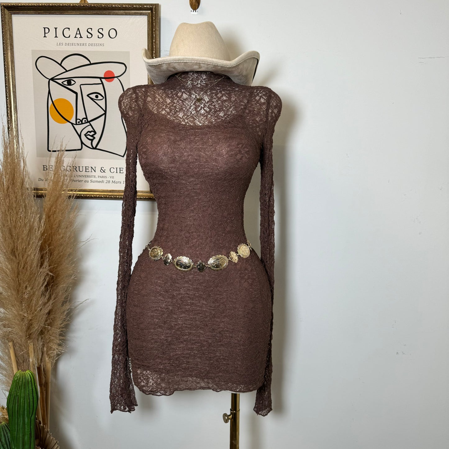 Karolina Lace Dress -Brown