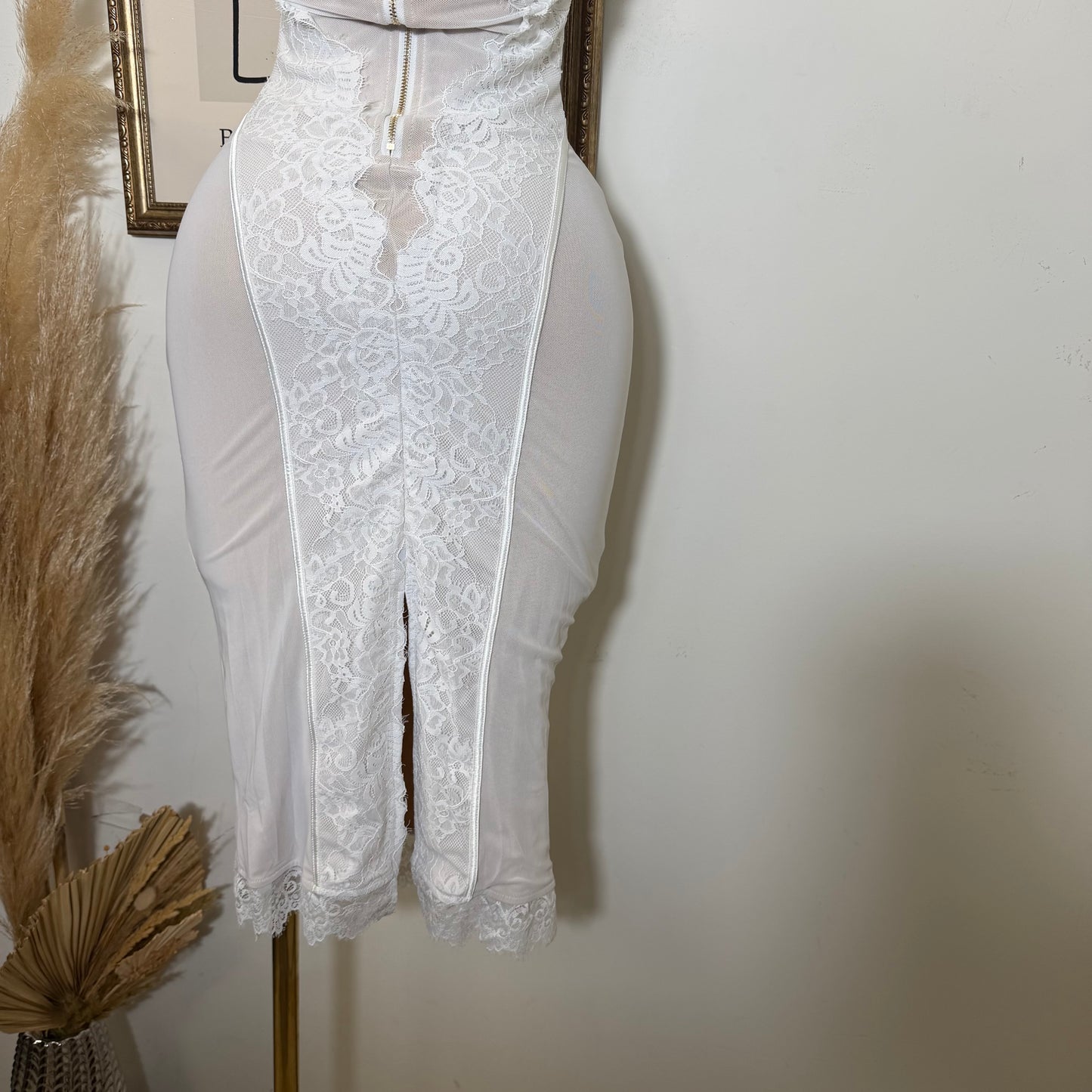 Lace Midi Dress-White