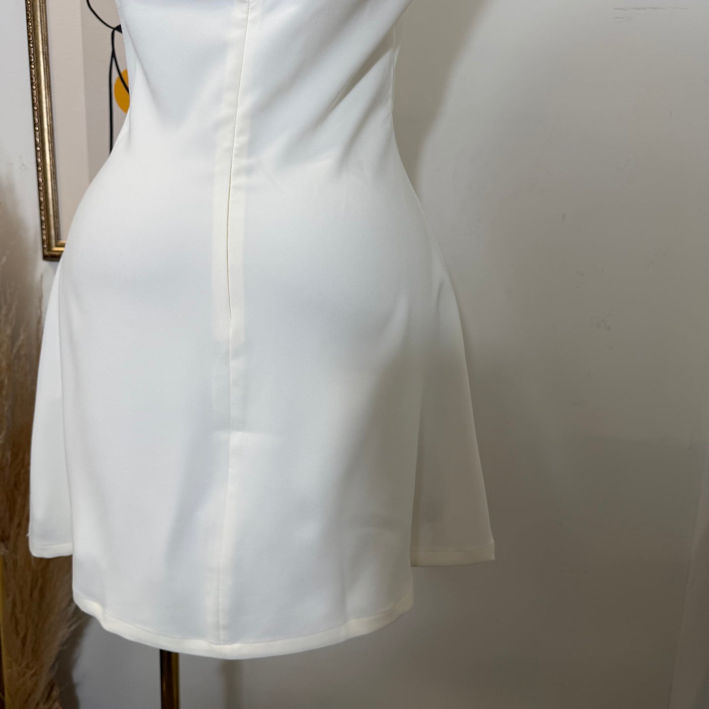 Solid a Line Mini Dress-Off white