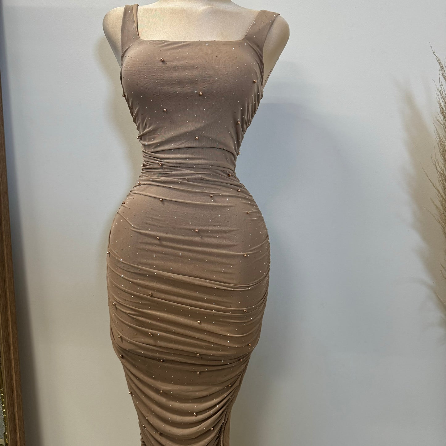 Luz Mesh Dress-Nude