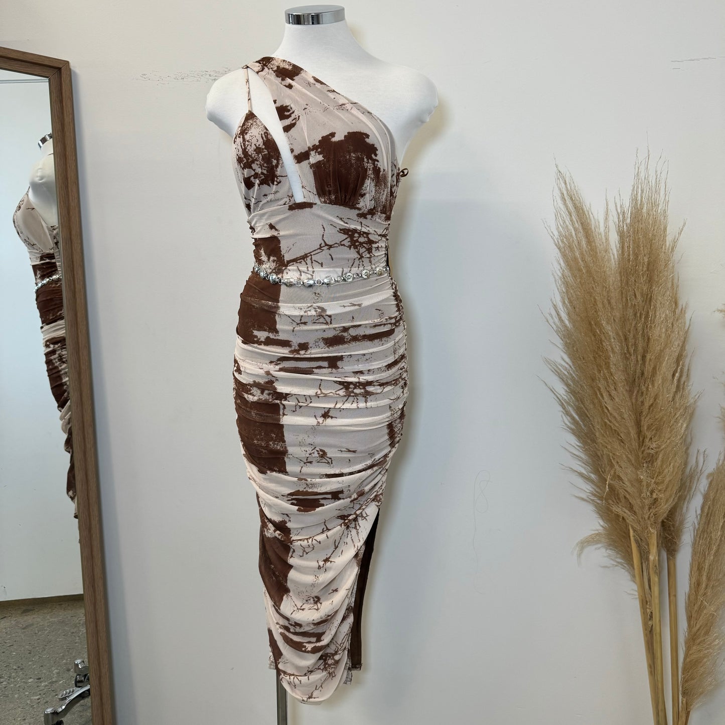 Azari Dress-Brown/white