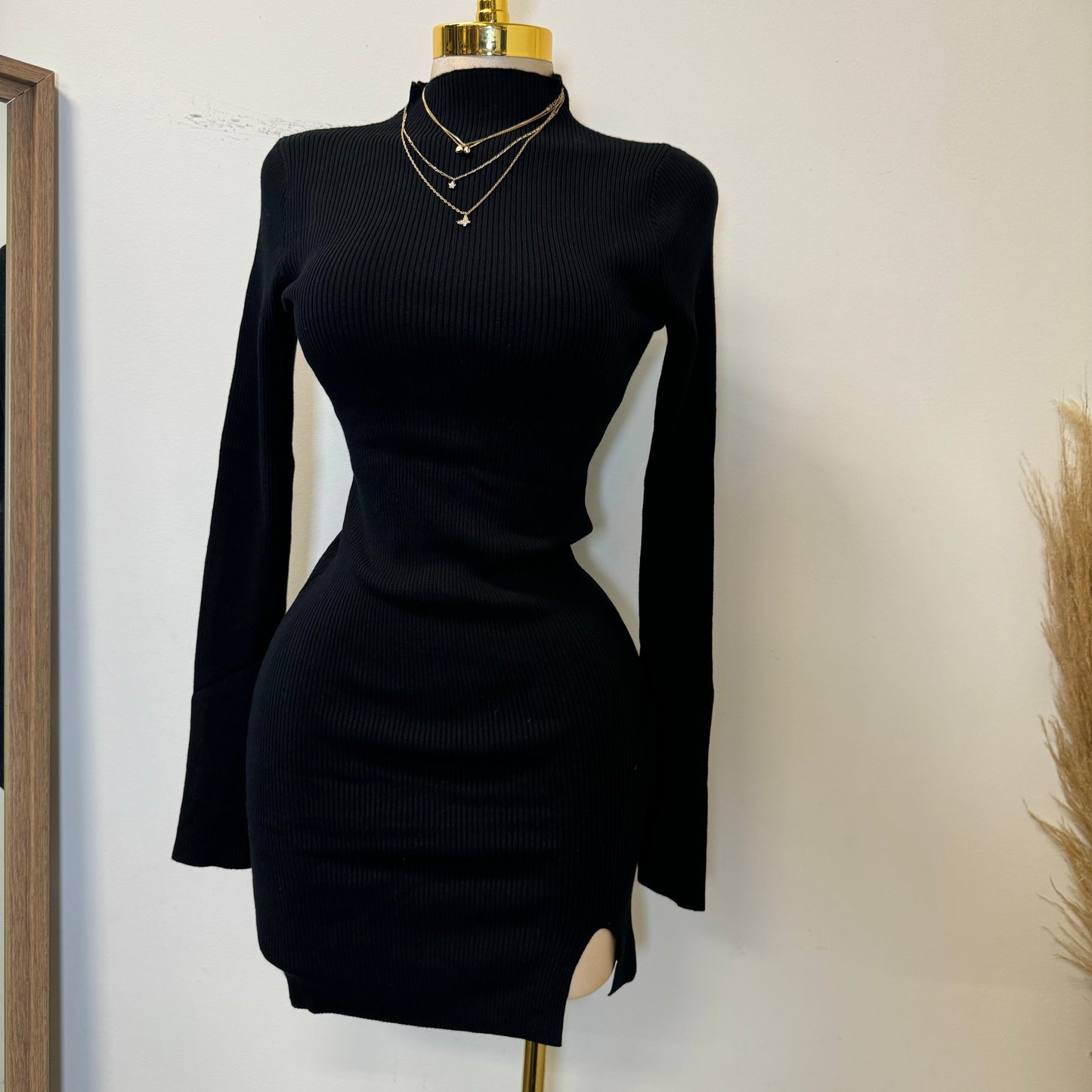 Joany Sweater Dress-Black