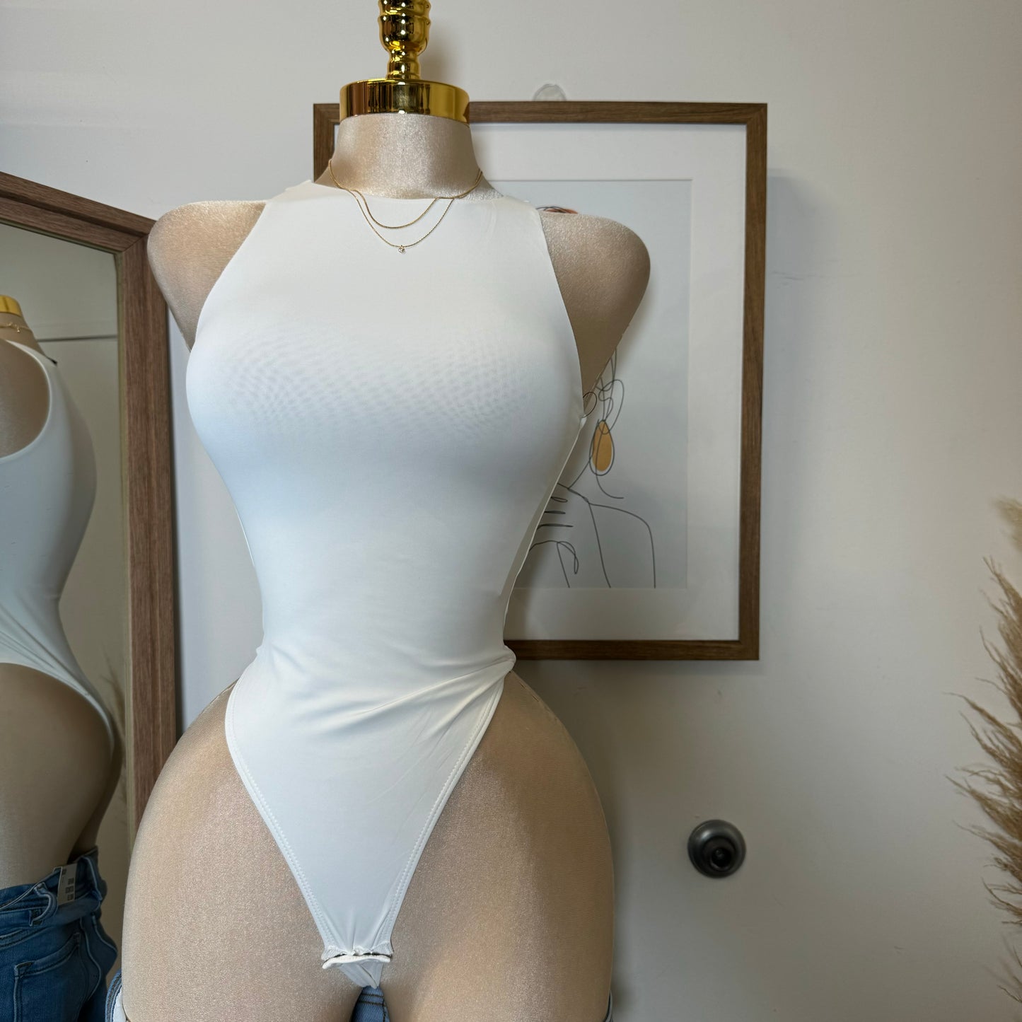Contour Double Layered 90s Bodysuit-White