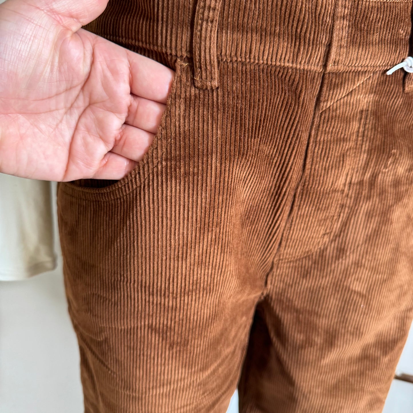 Relaxed Corduroy Boyfriend Overalls-Brown