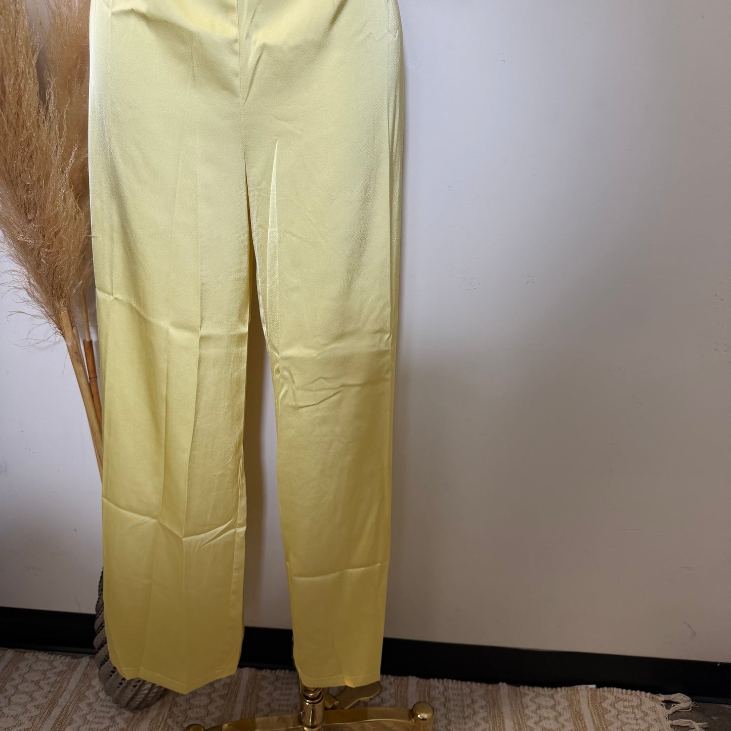 Cowl Halter Neck Wide Leg Jumpsuit-Baby Yellow