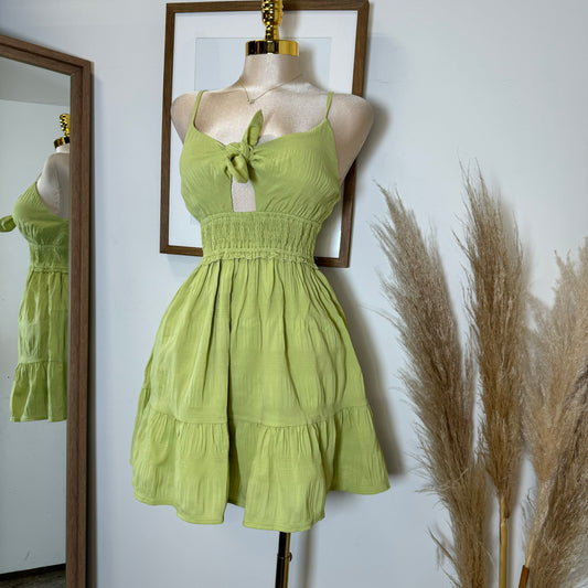 Luxia Self Tie Dress-Cyber Lime