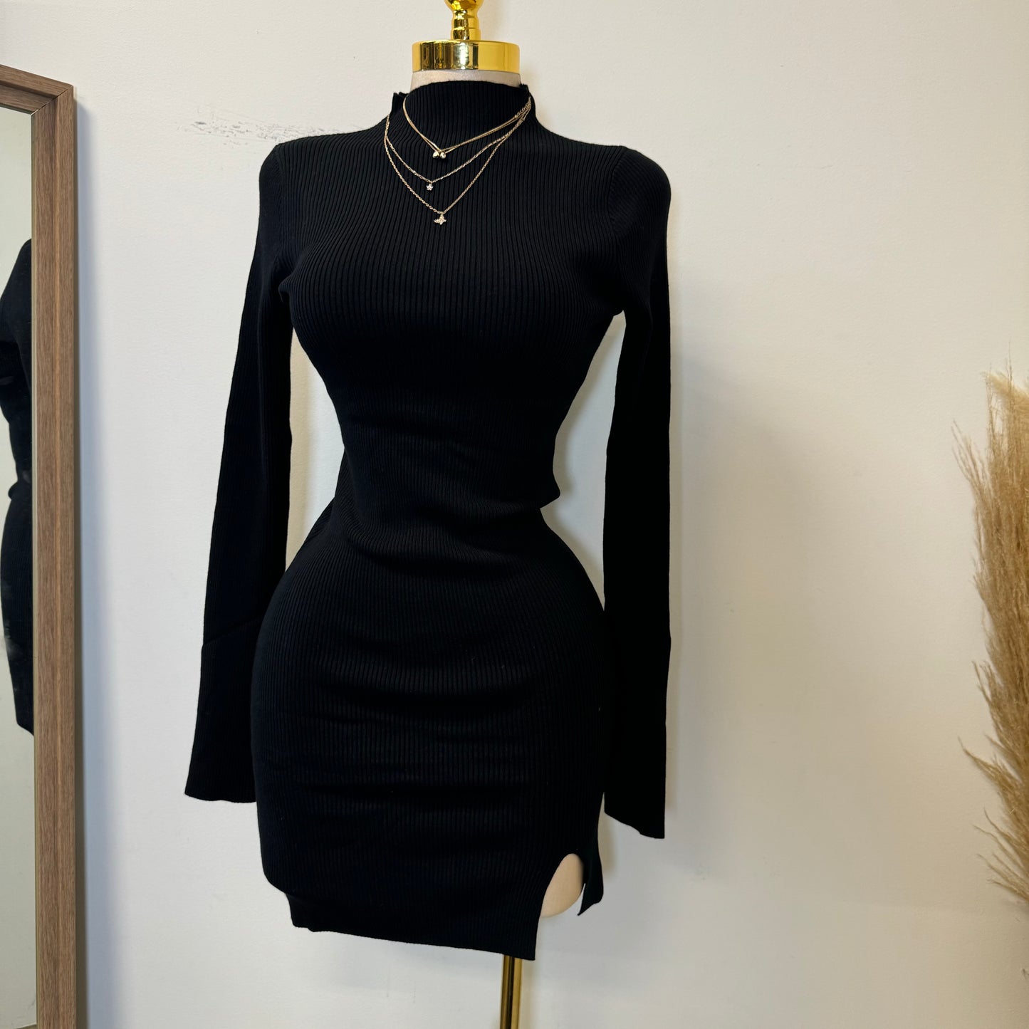 Joany Sweater Dress-Black