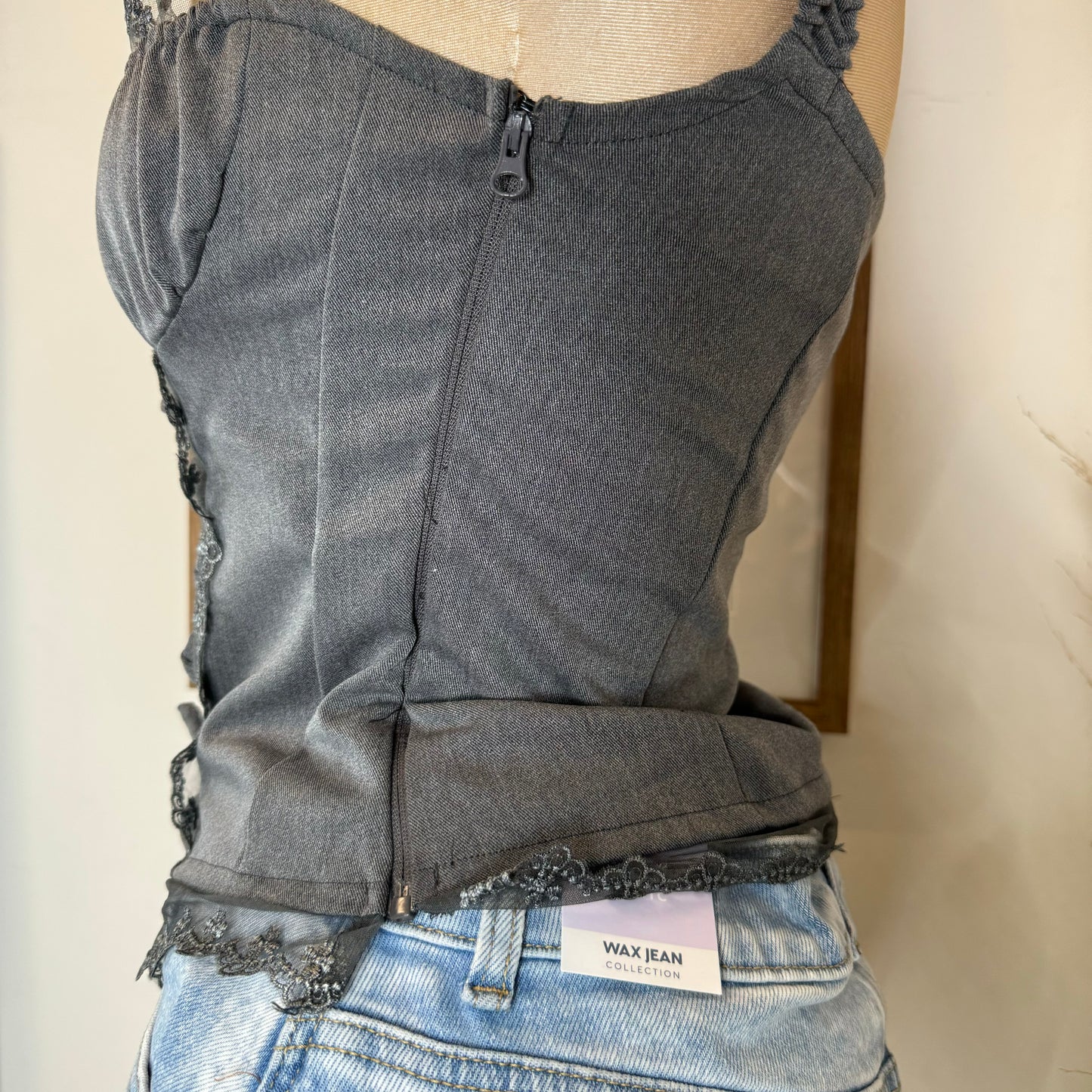 Corset Bustier Top-Grey