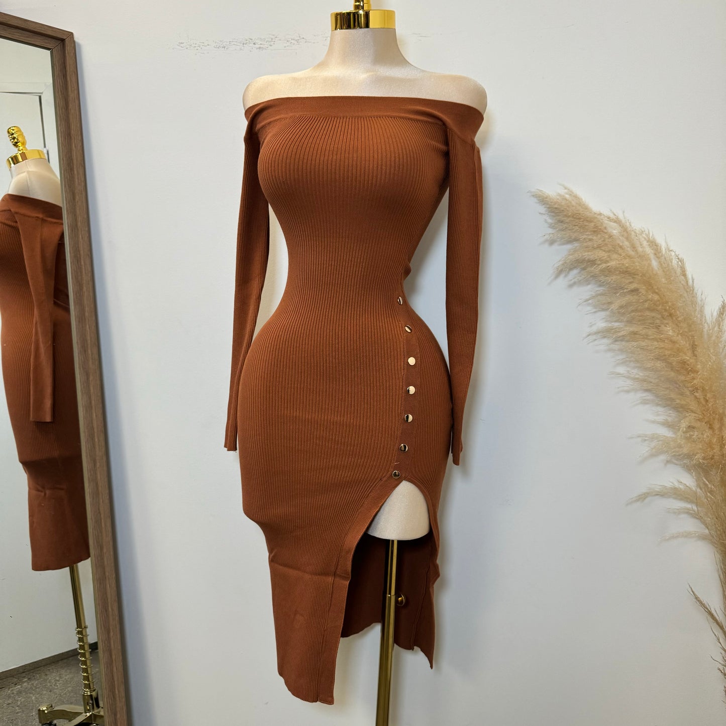 Elina Midi Dress-Rust