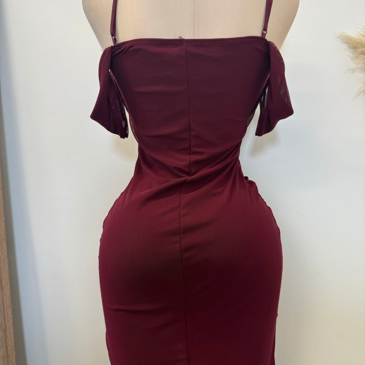 Zavala Mesh Dress-Burgundy