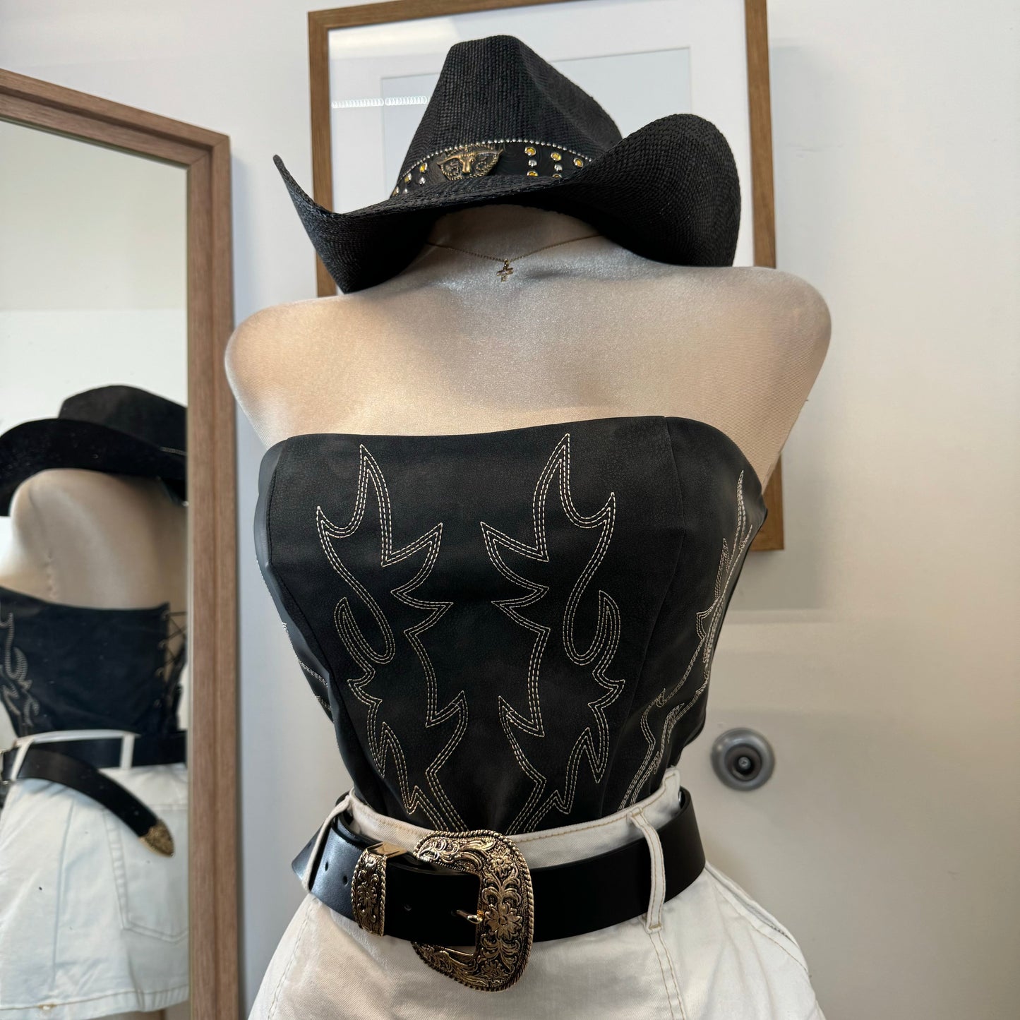 La Nena Embroided Western Corset-Black