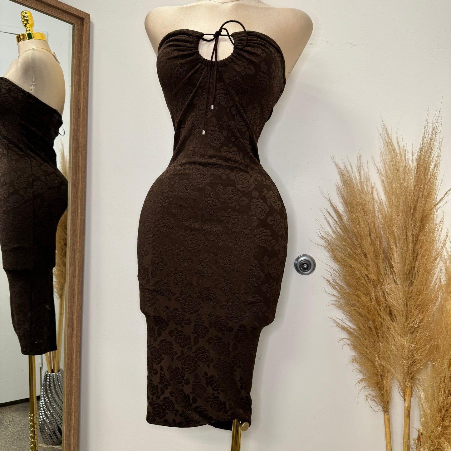 Alerth Tube Mini Dress-Brown