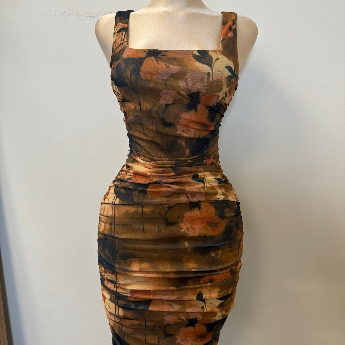 Azary Midi Dress-Brown