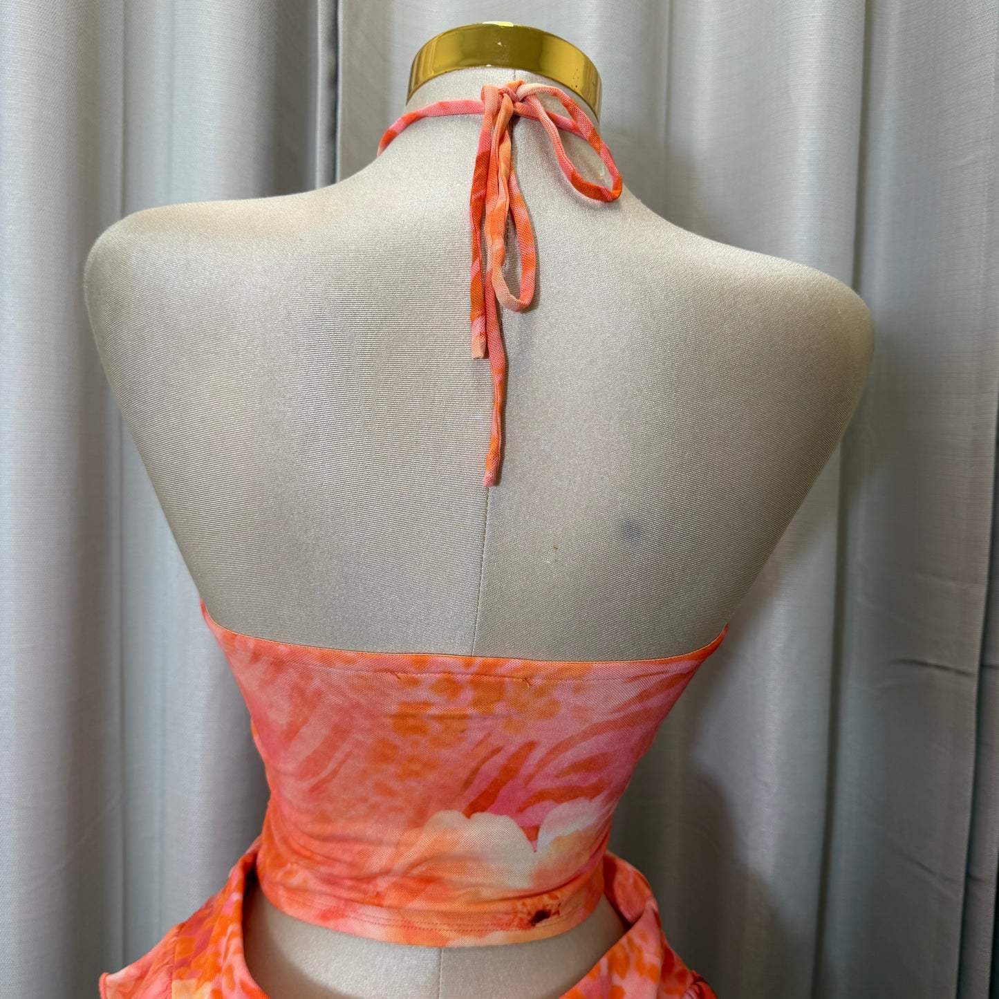 Halter Orange Skirt Set-Orange
