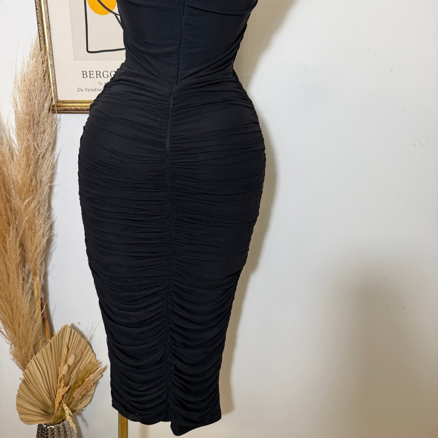 Mesh Sleeveless Dress-Black