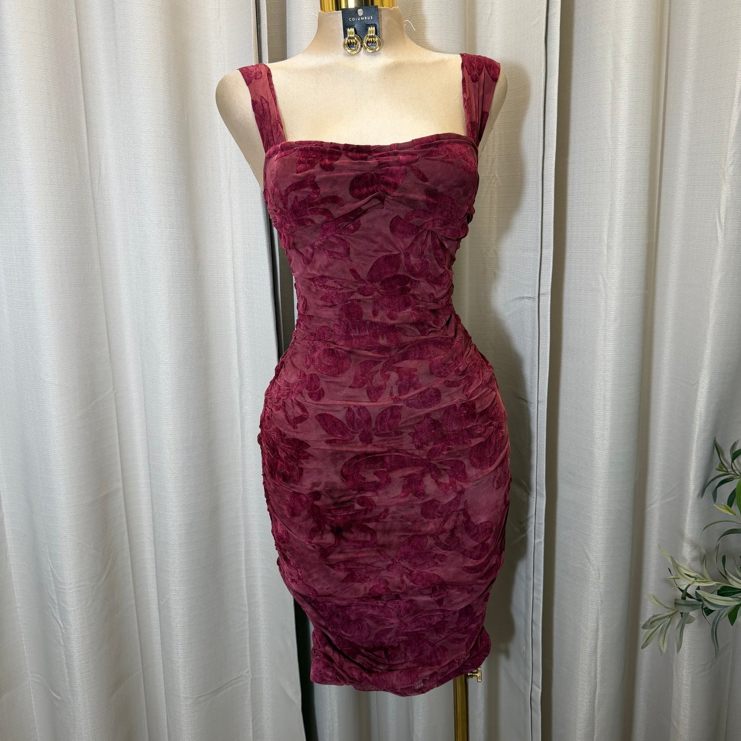 Sera Midi Dress-Burgundy