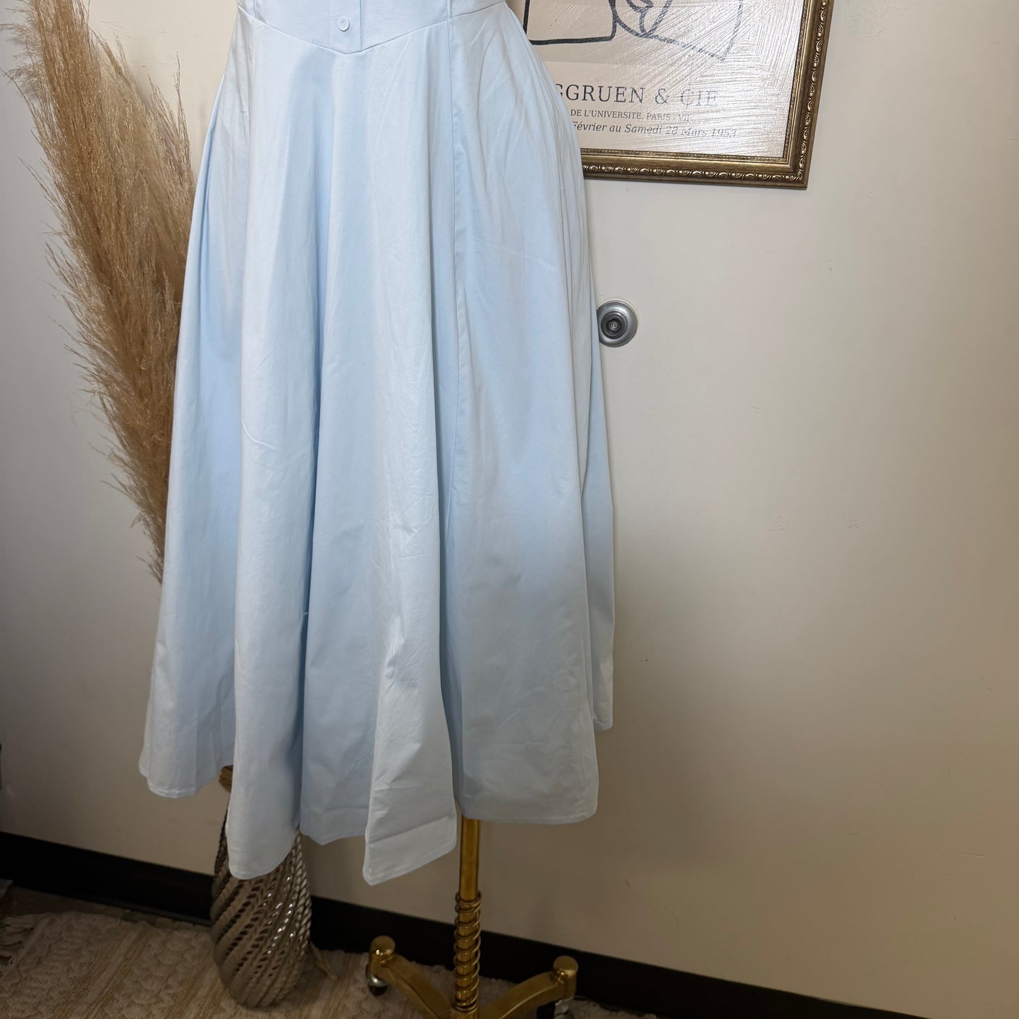 Halter Flate Midi Dress-Blue