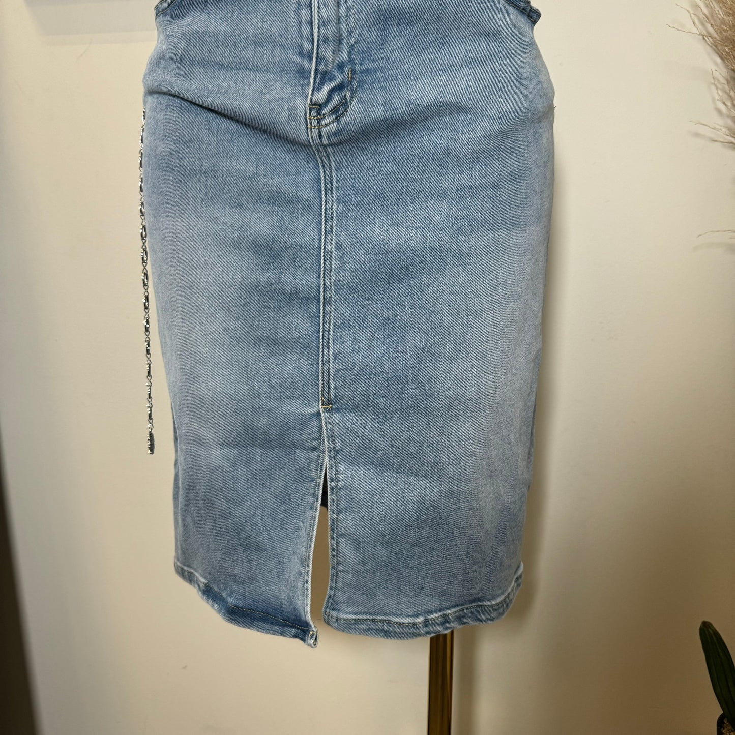 Rhinestone Denim Dress-Blue