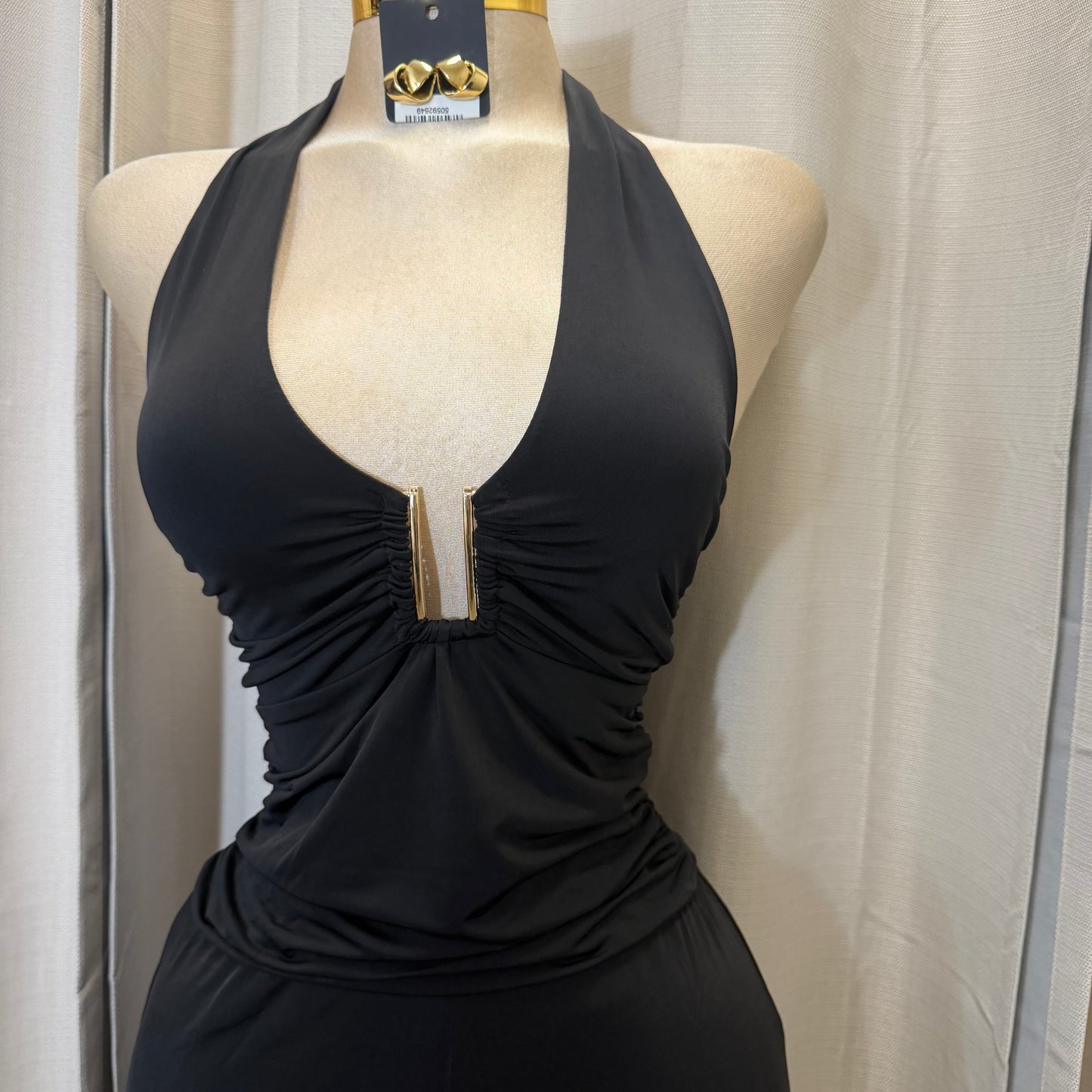 Halter Wire insert Jumpsuit-Black