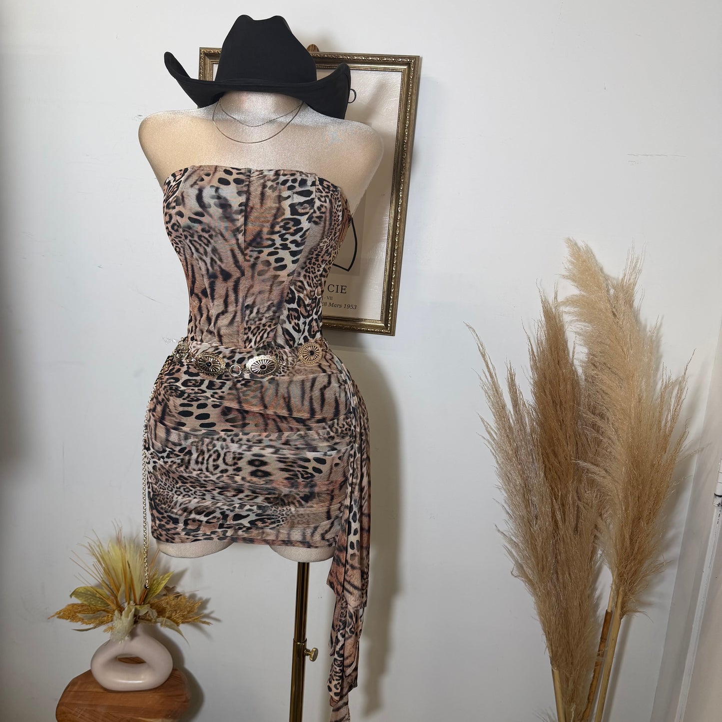 Animal Print Mini Dress-Leopard