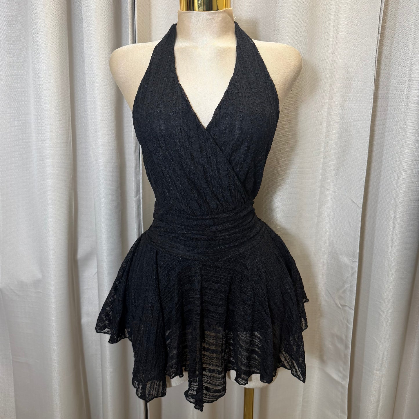 Halter Lace Dress-Black