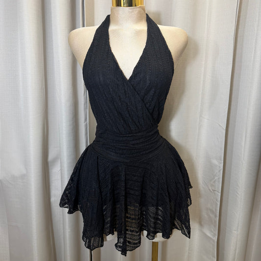 Halter Lace Dress-Black