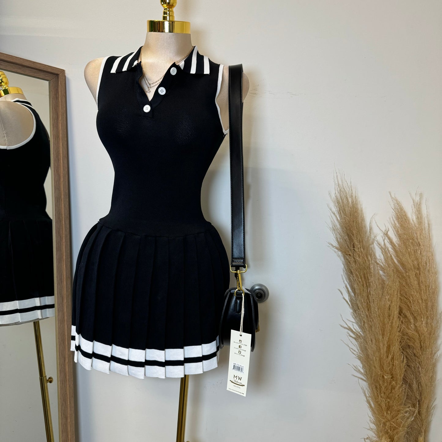 Tennis Dress-Black/White