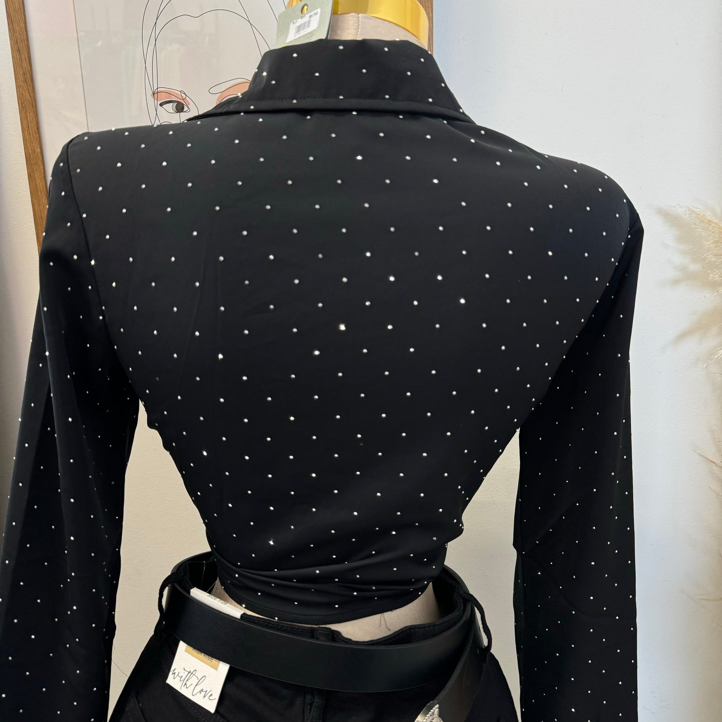Toreada Rhinestone Top-Black