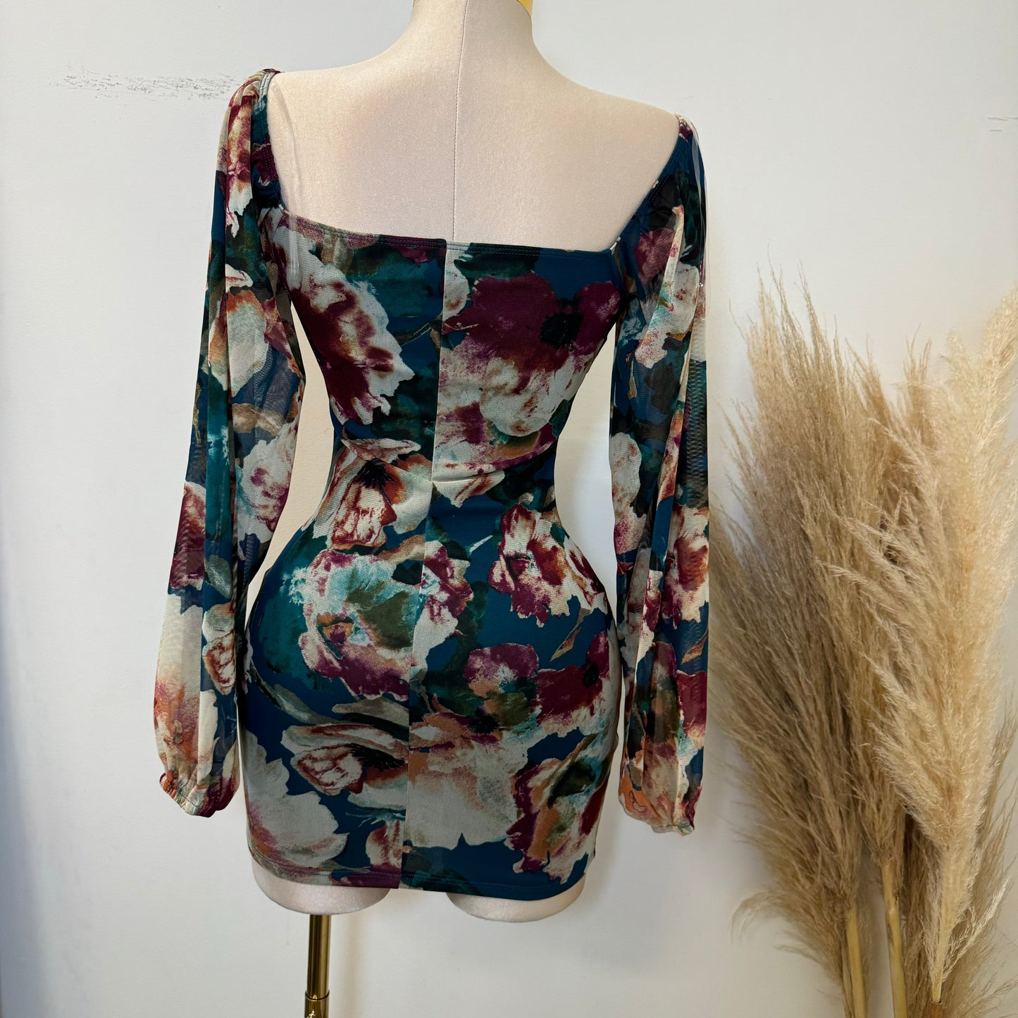 Samaria Mesh Dress-Teal