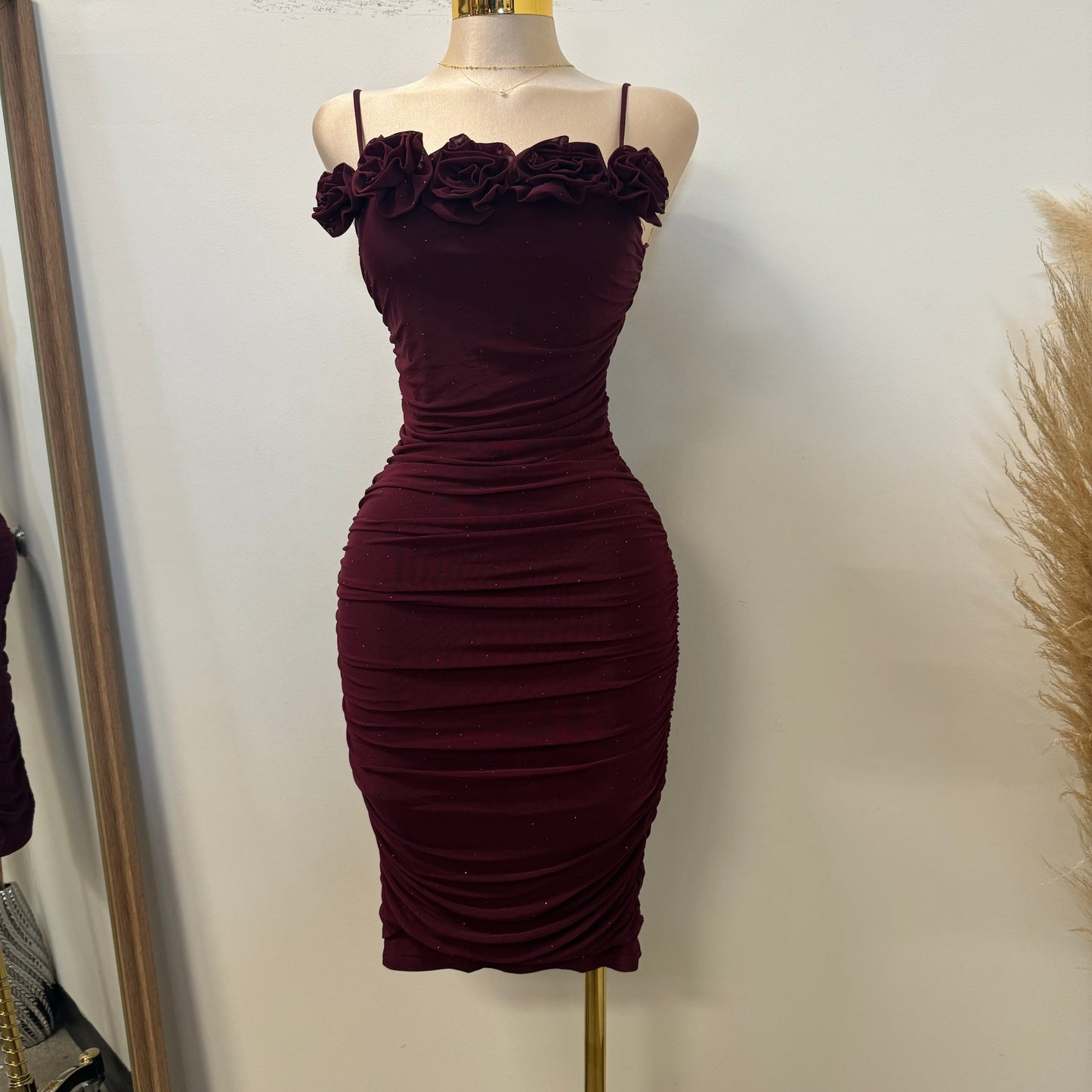 Audrina Dress-Burgundy