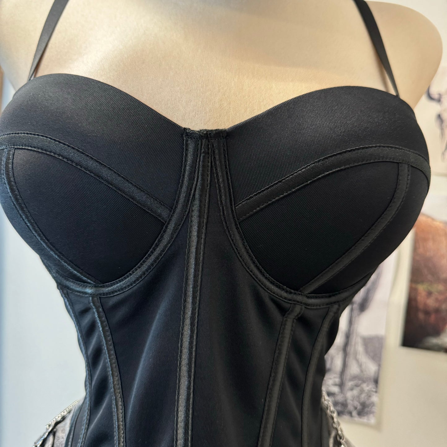 Satin SweetHeart Corset Top-Black