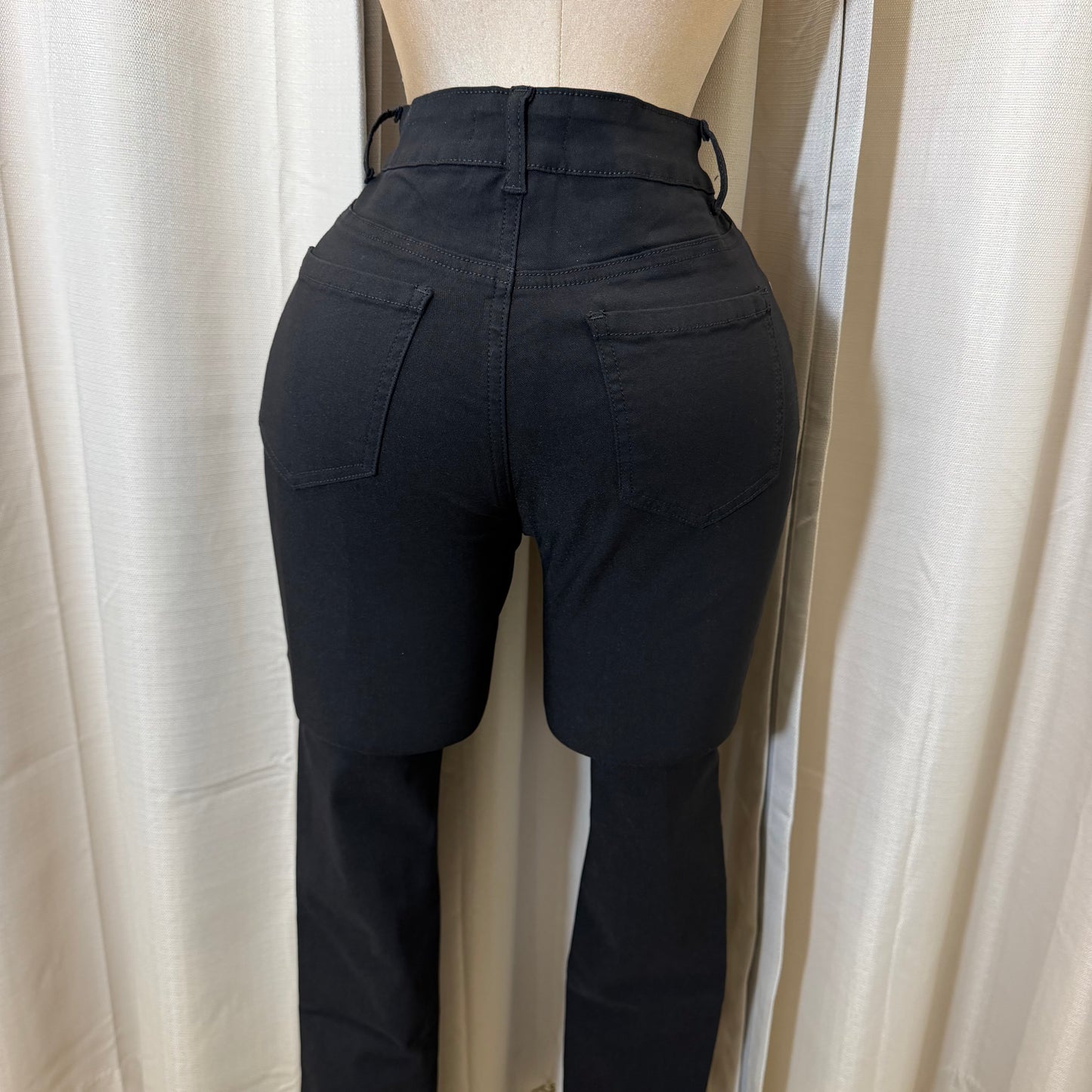 Skinny Stretchy High waisted pants-Black