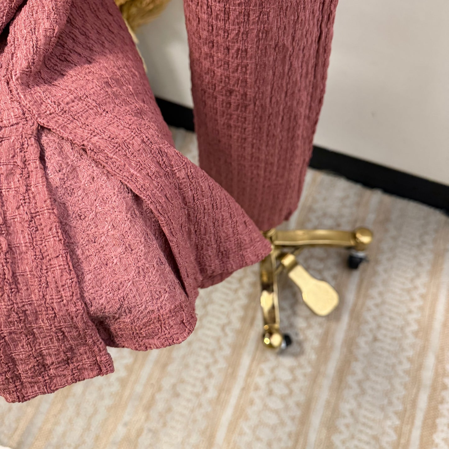 Merrow Asymmetric Hem Top and Pant Set-Marsala