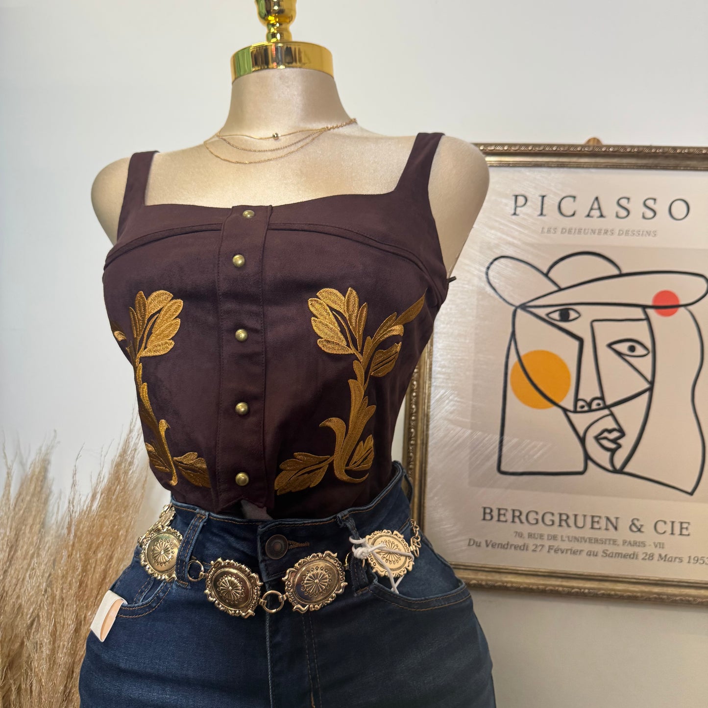 Western corset Top- Brown