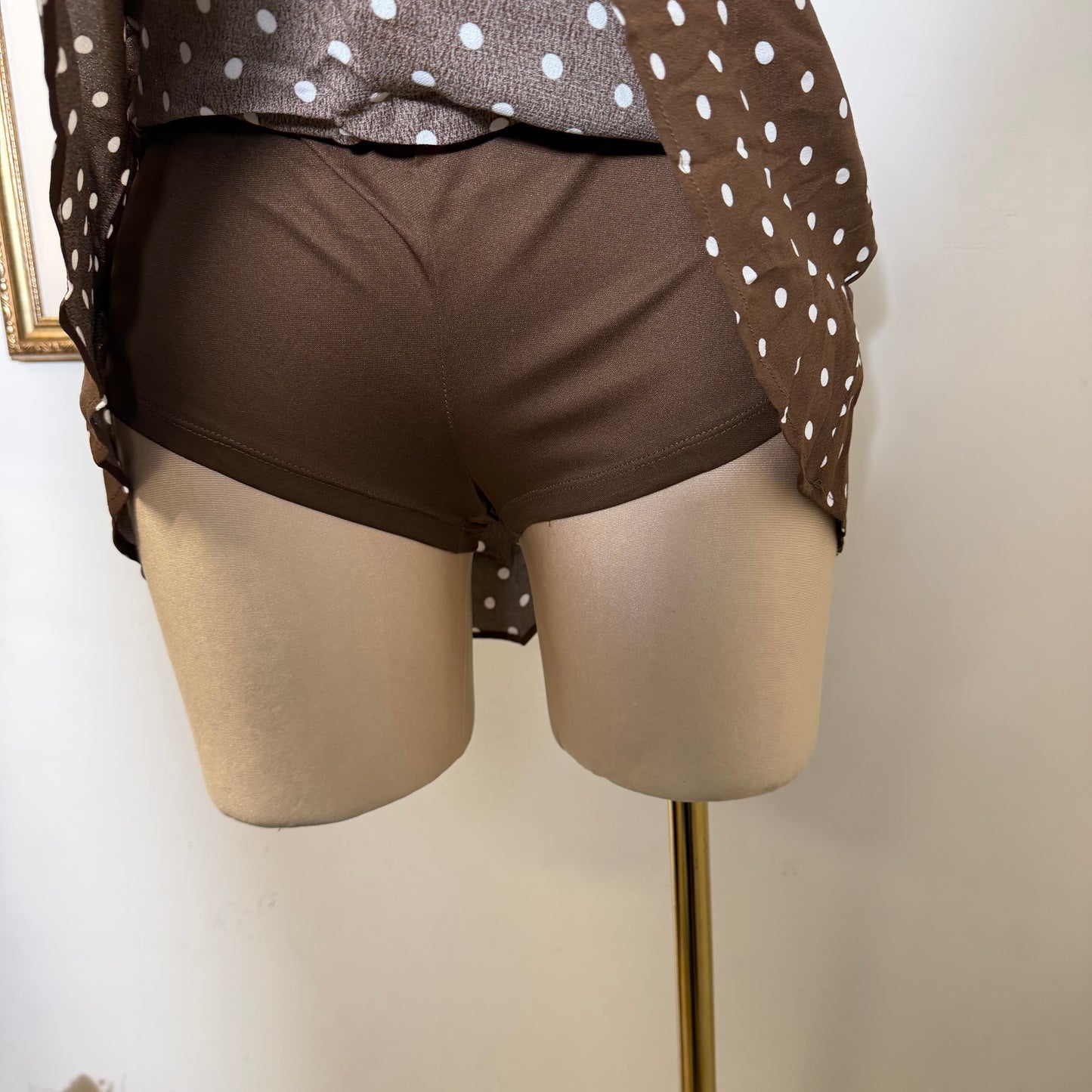 Polka Dot Halter skort Set-Mocha