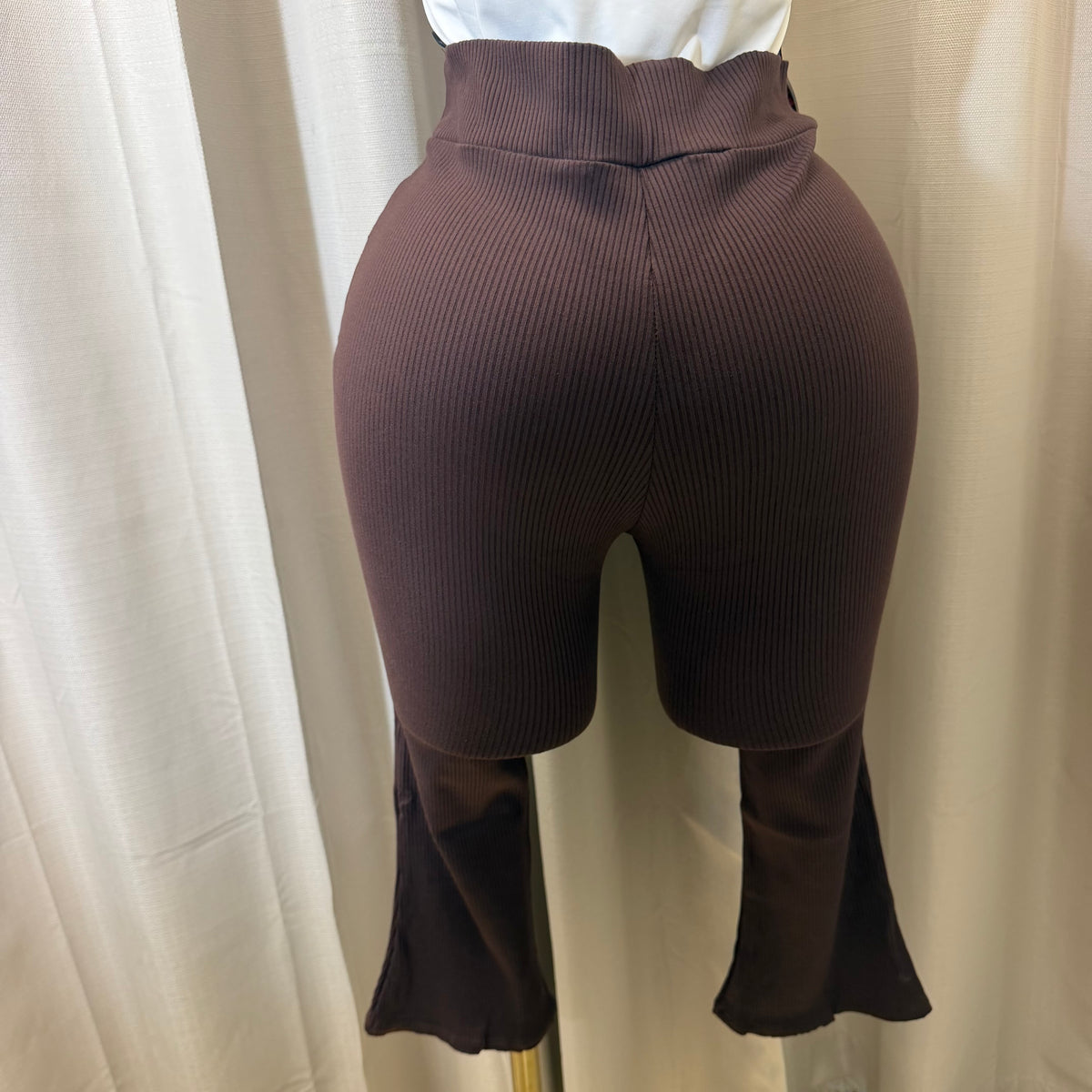 Snatched High Waist Capri Leggings-Brown