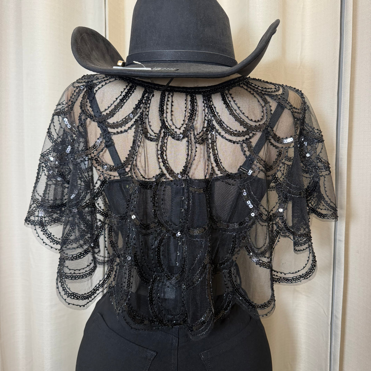 Sequin Bolero Top-Black