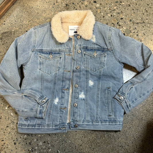 Denim Sherpa Jacket-Lt Blue