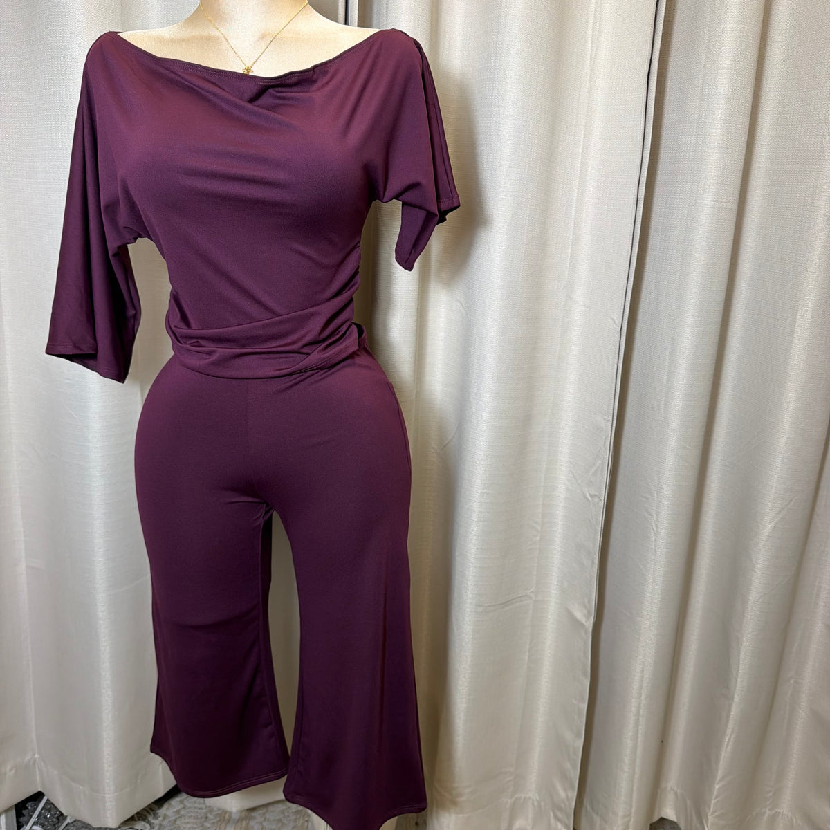 Crop Top Capri set- Plum