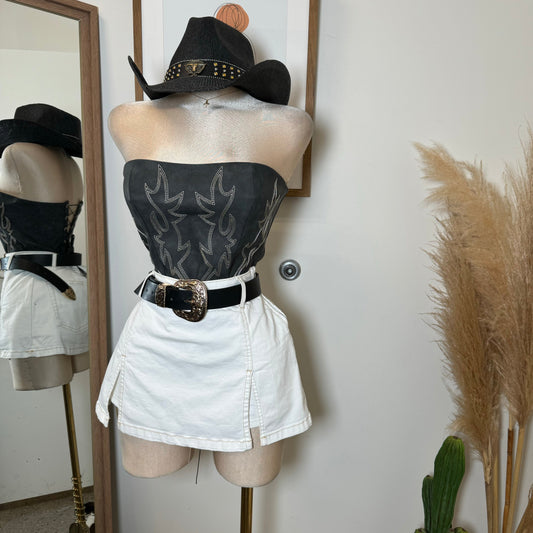 La Nena Embroided Western Corset-Black