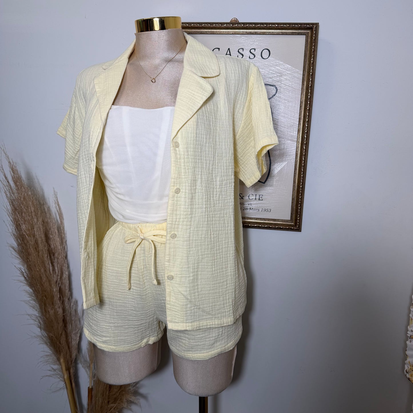 Short sleeve shirt & Short set-Yellow