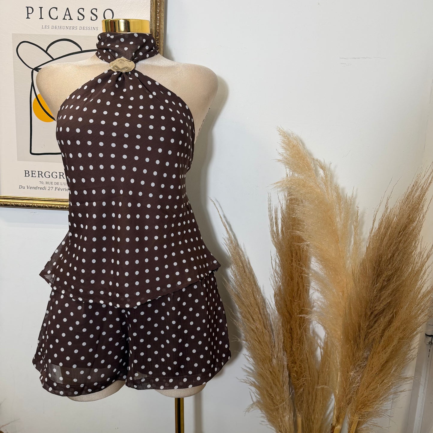 Polka Dot Matching Set-Brown