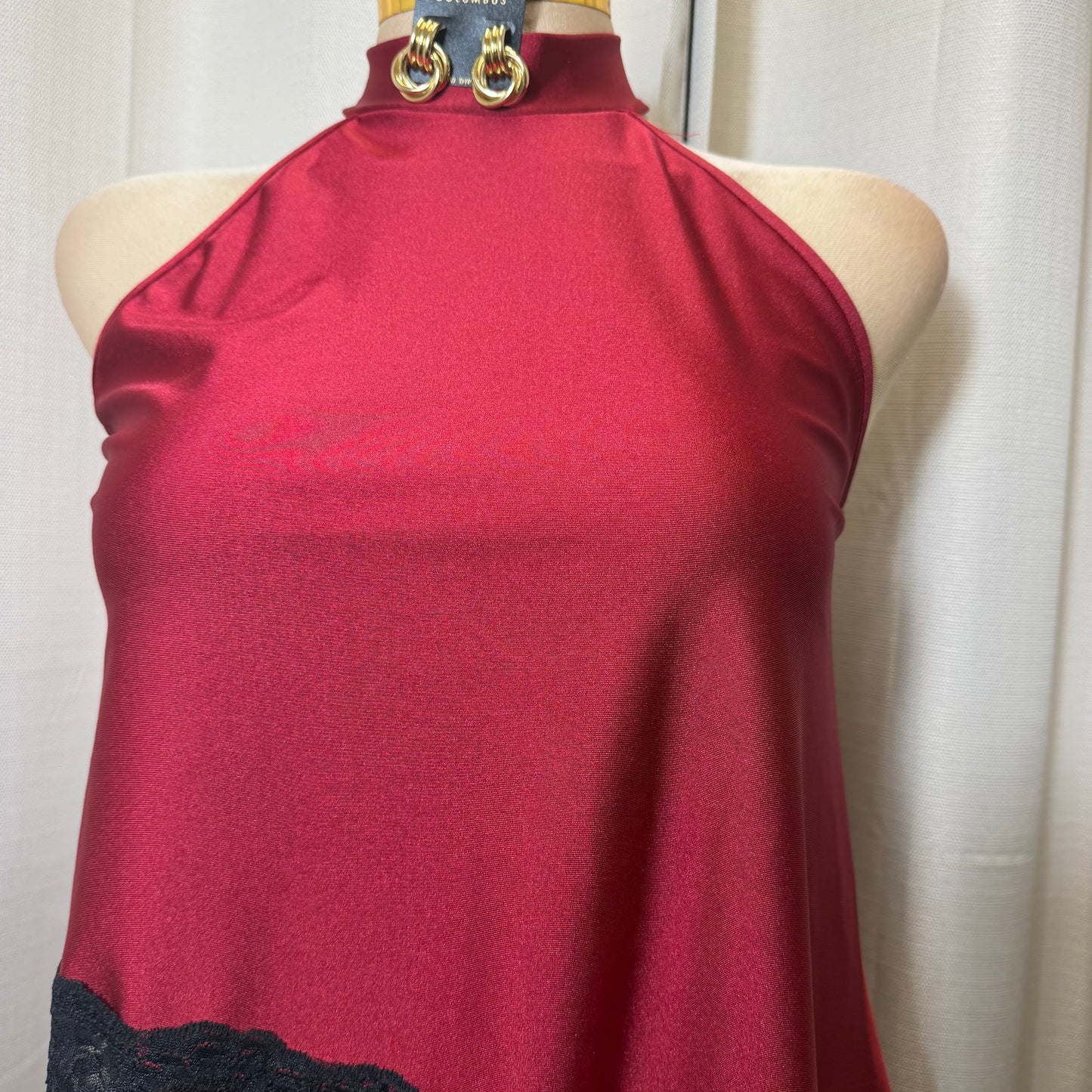 Asymmetrical Lace Skirt Set-Burgundy and Black