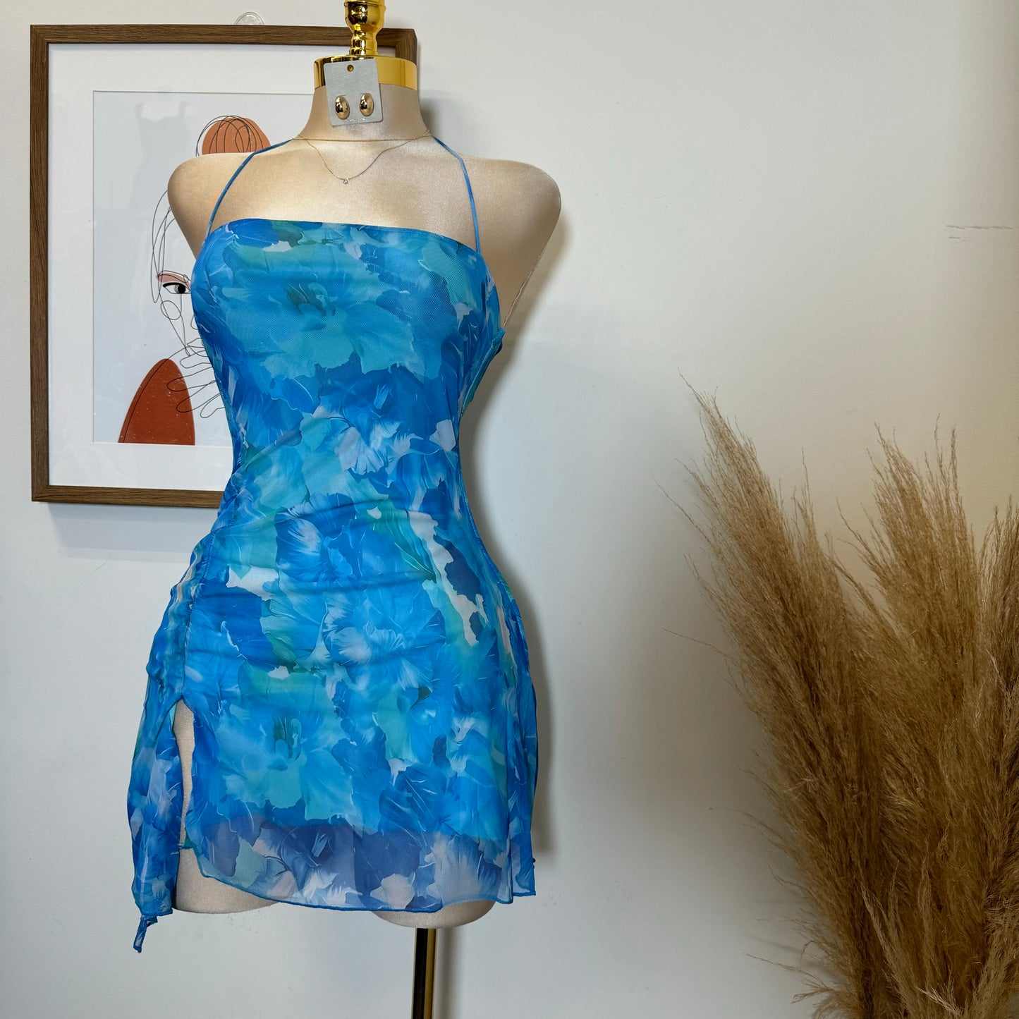 Ay Mama Mesh Dress-Blue