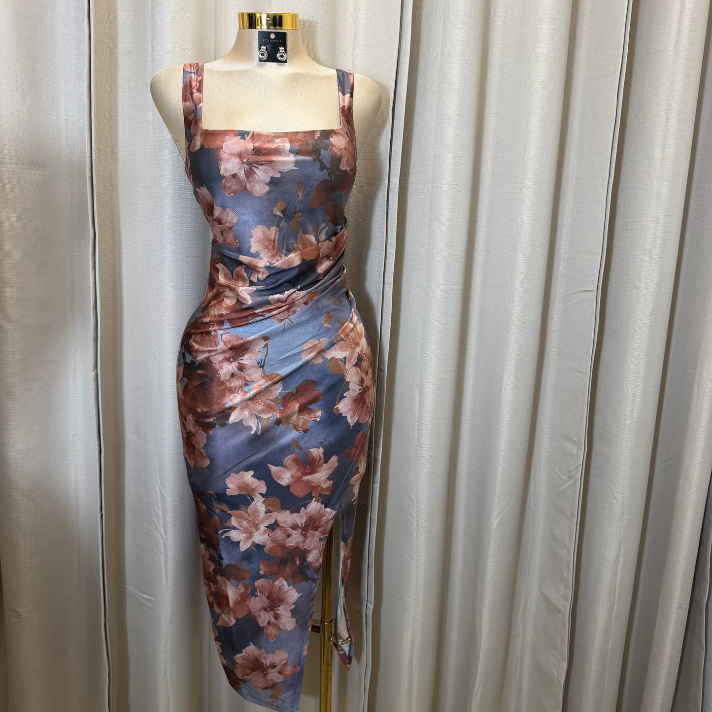 Isabella Midi Dress-Grey