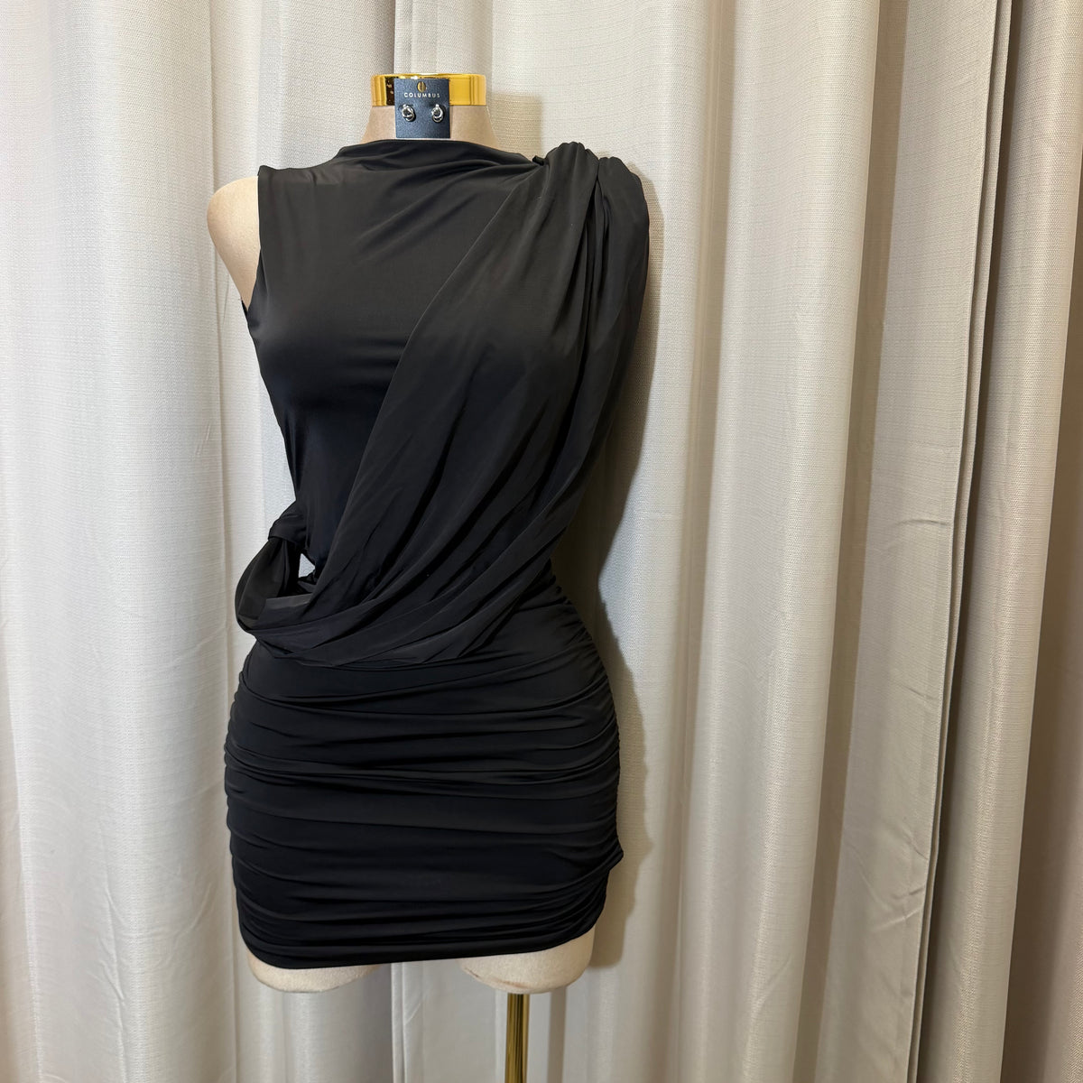 Draped Mock Dress-Black